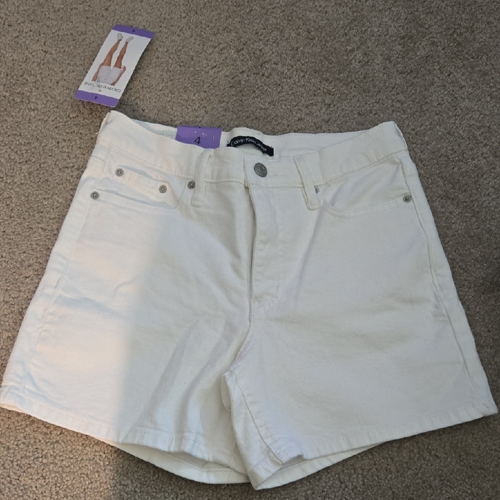 Calvin Klein Jeans White Denim Jean Shorts Tailored Fit